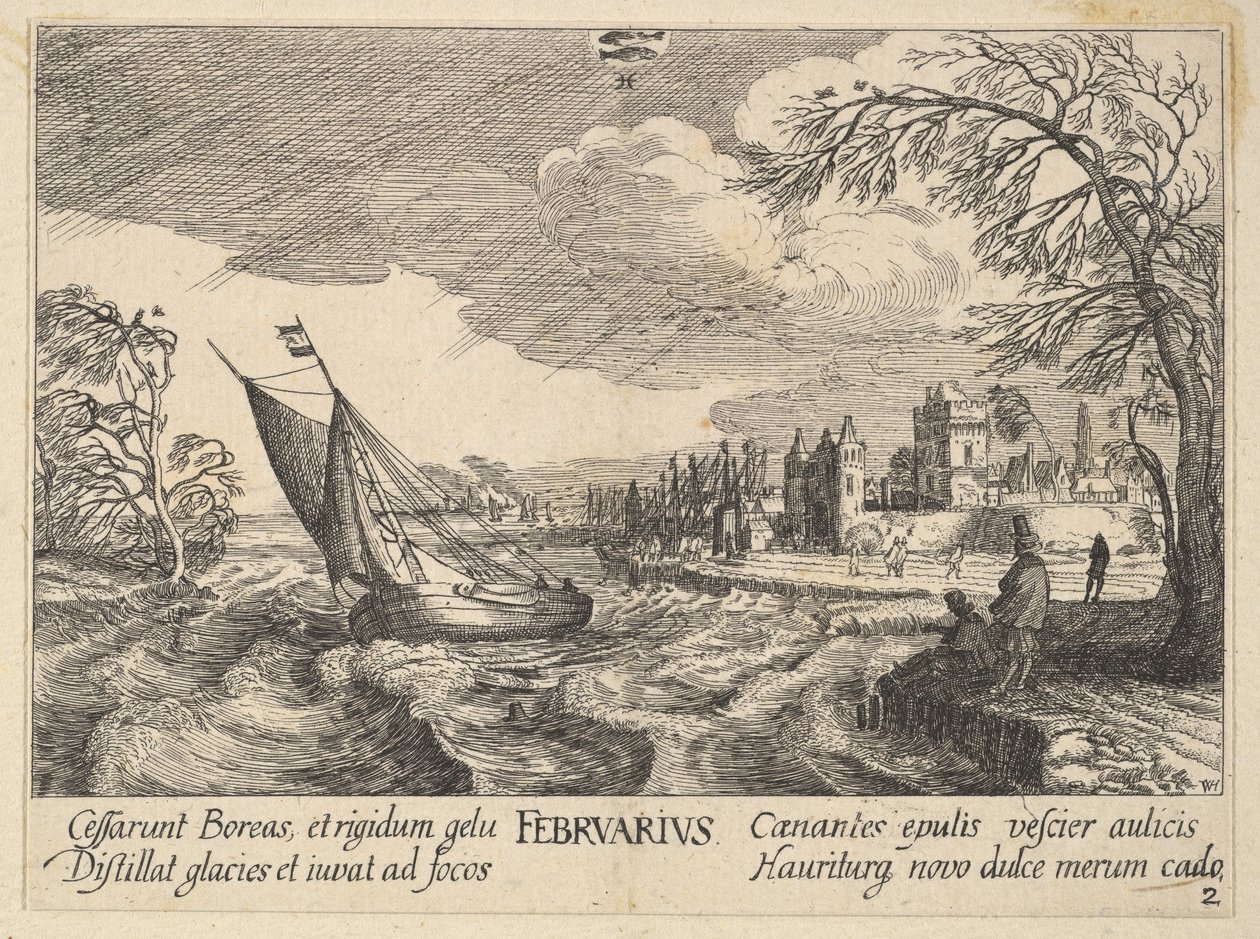 Februari, 1628-29 door Wenceslaus Hollar