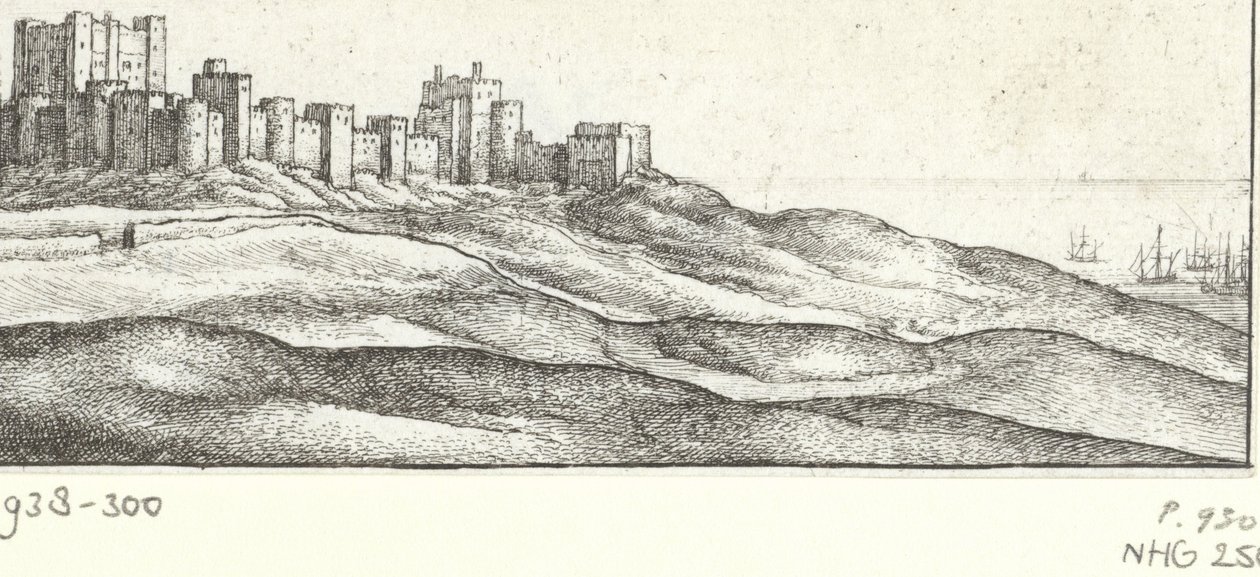Gezicht op Dover Castle door Wenceslaus Hollar