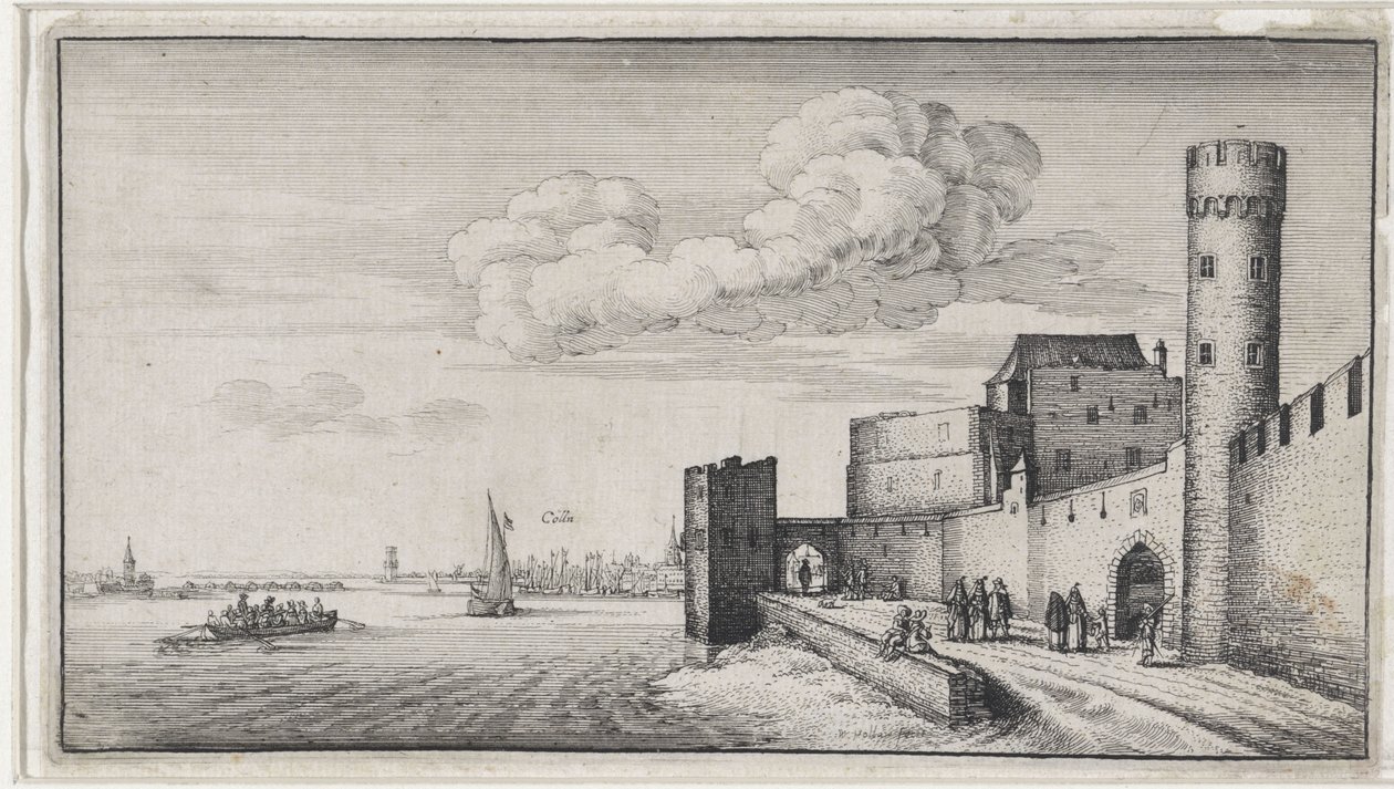 Gezicht op de stadsmuren van Keulen door Wenceslaus Hollar