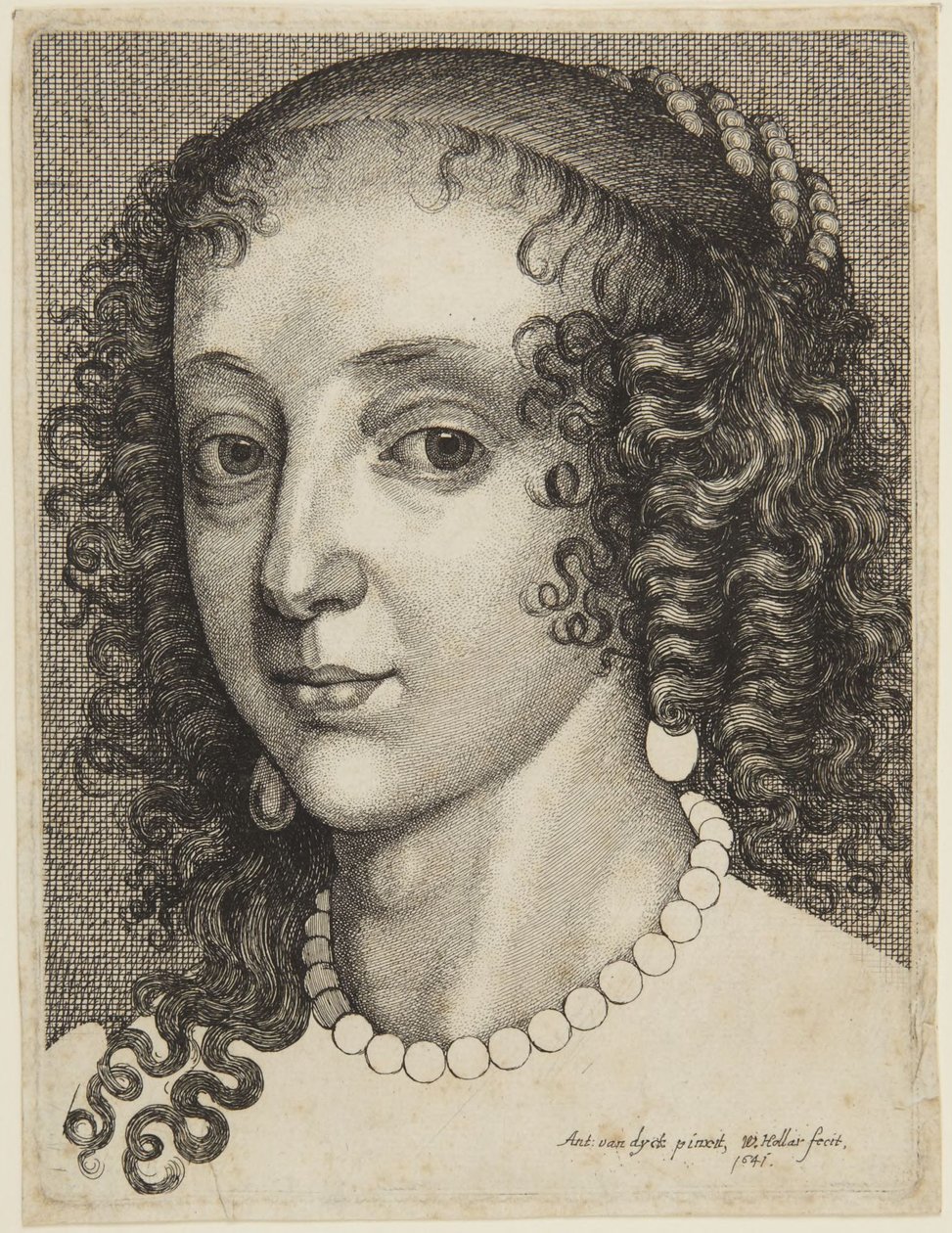 Hoofd van Henrietta Maria door Wenceslaus Hollar