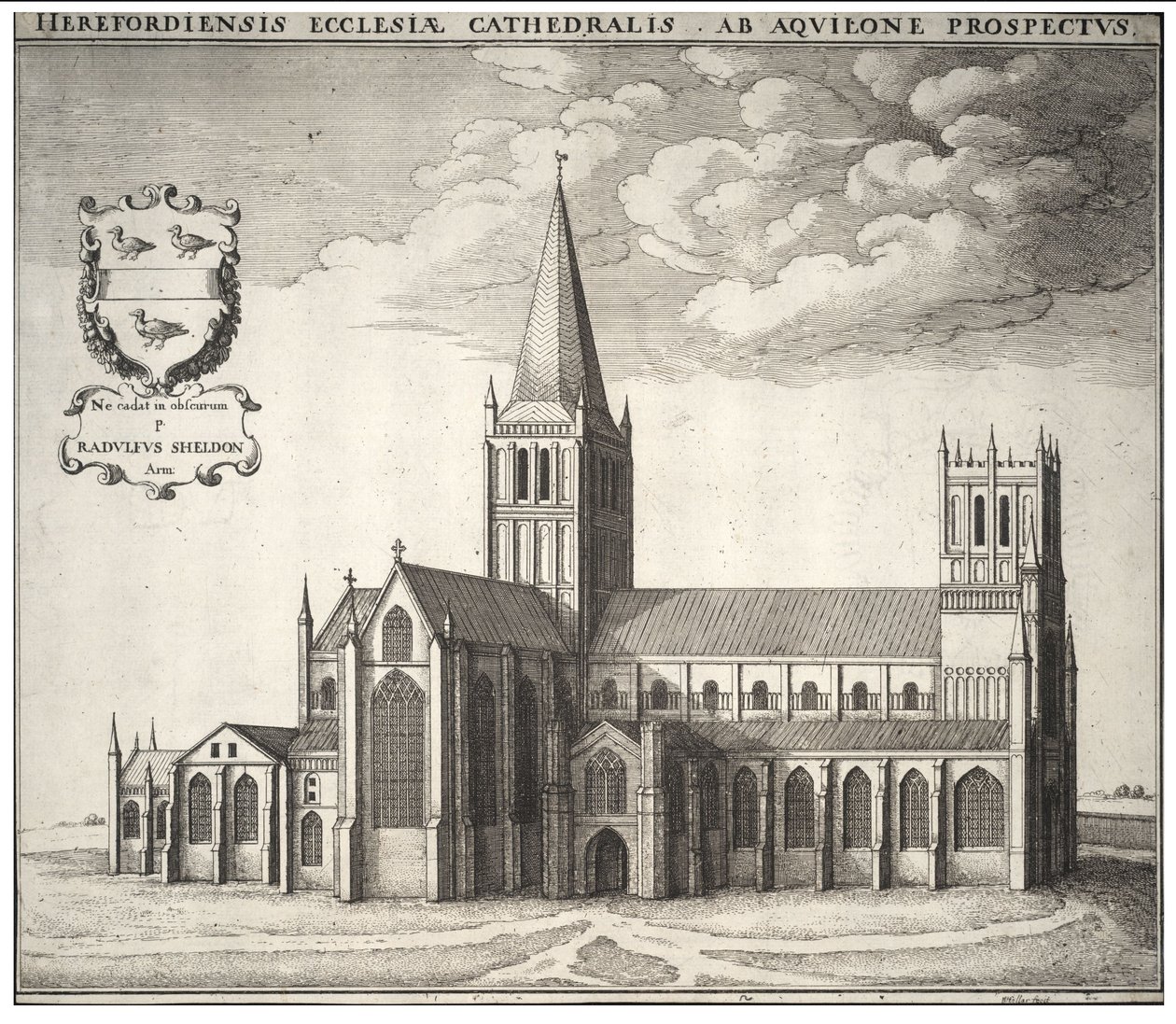 Kathedraal van Hereford door Wenceslaus Hollar