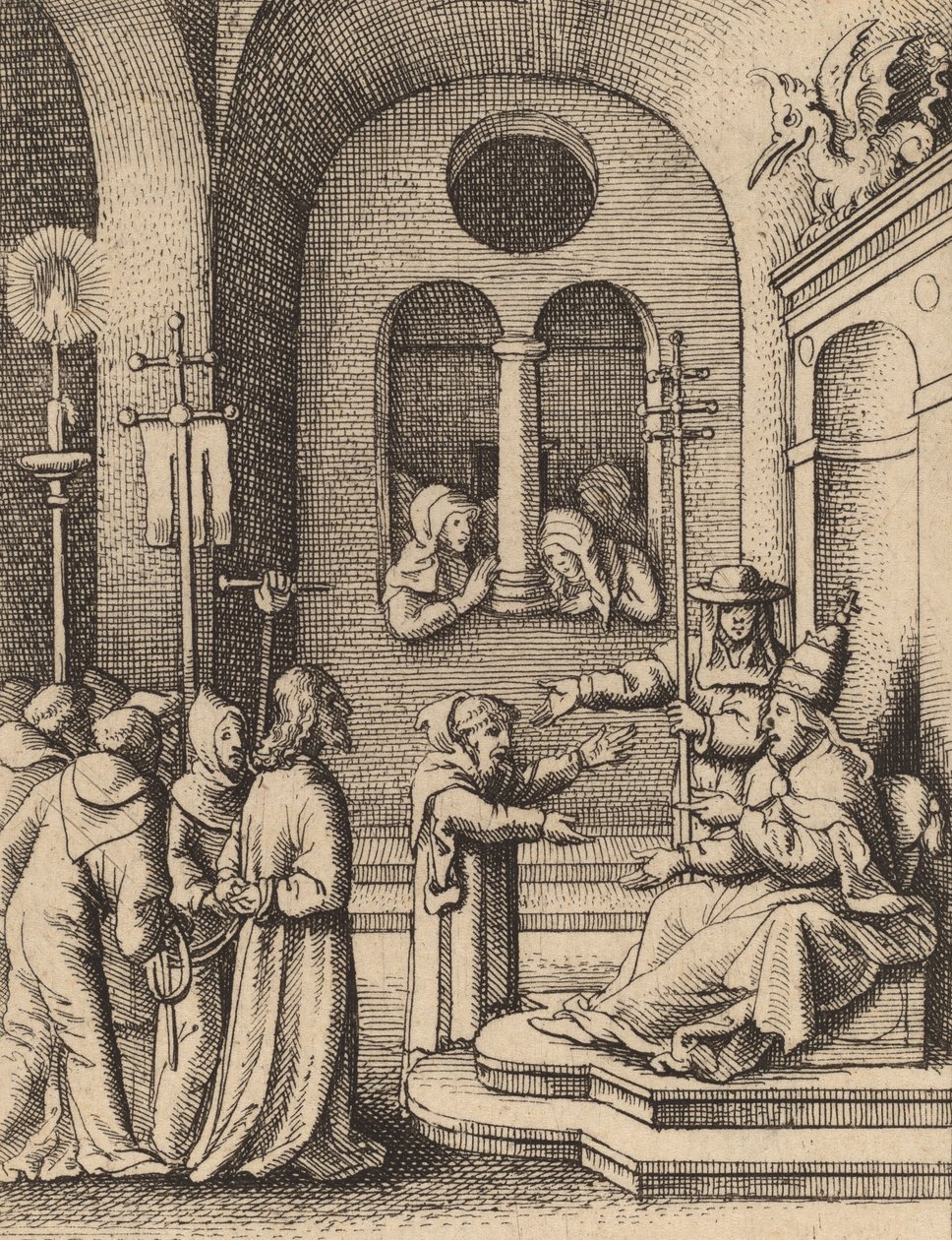 Jezus opnieuw voor Kajafas door Wenceslaus Hollar