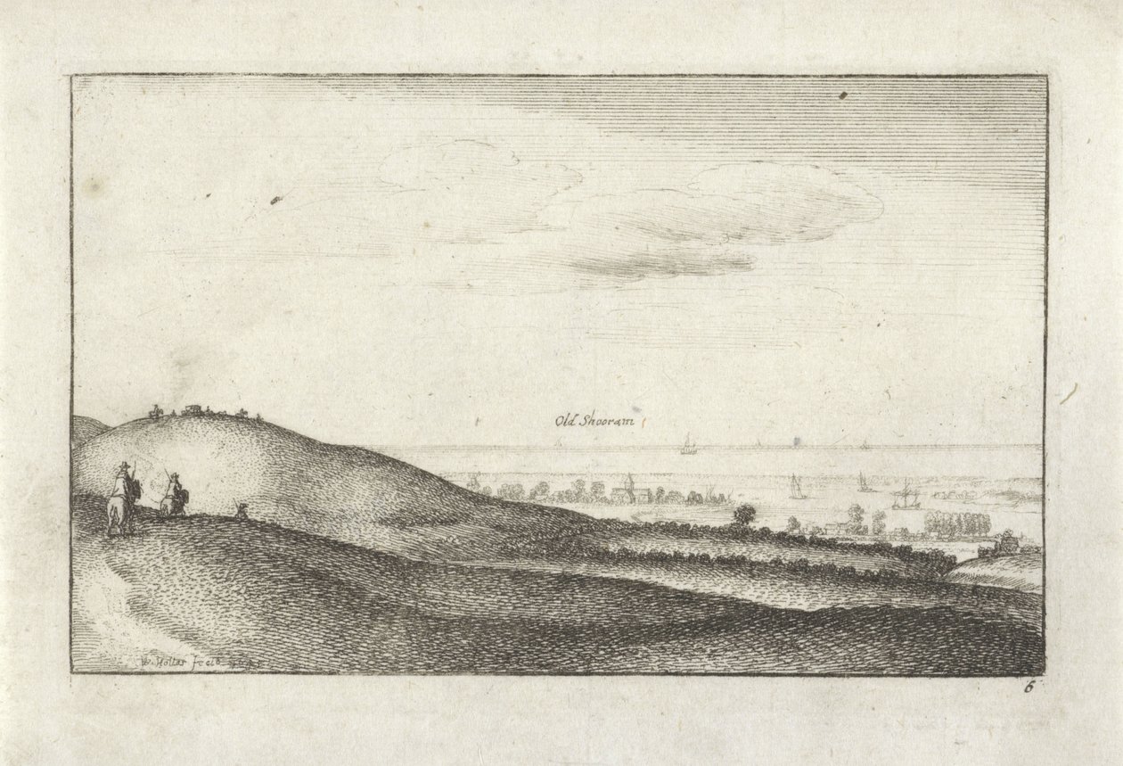 Landschap met gezicht op Shoreham door Wenceslaus Hollar