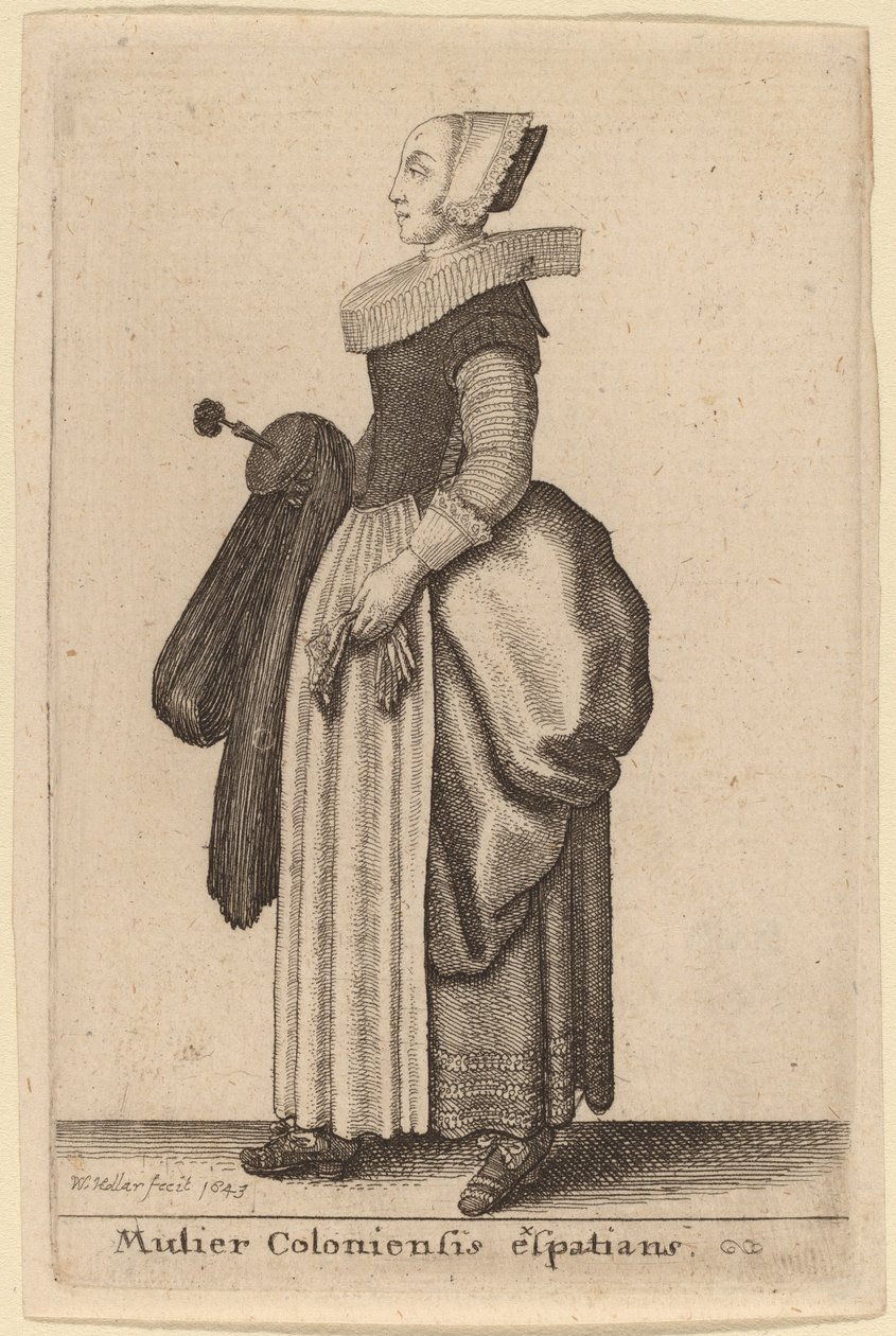 Mulier Coloniensis Exspatians door Wenceslaus Hollar
