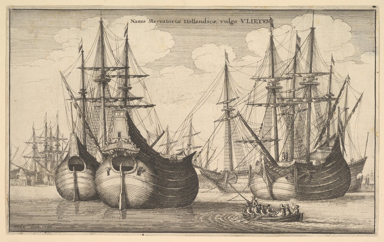 Naues Mercantoriæ Hollandicæ, vulgo VLIETEN door Wenceslaus Hollar