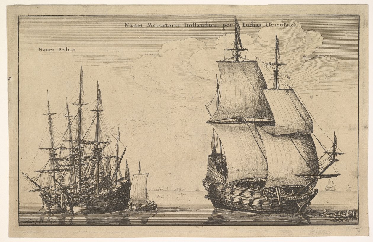 Naues Mercatoriæ Hollandicæ per Indias Occidentales Nederlandse Oost-Indiëvaarder, 1647 door Wenceslaus Hollar