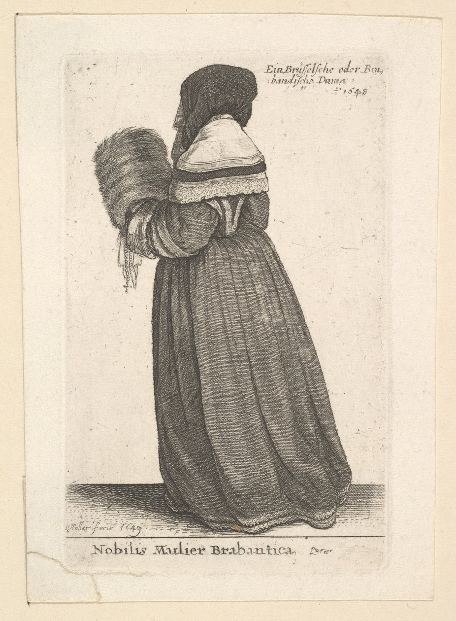 Nobilis Mulier Brabantica, edelvrouw uit Brabant door Wenceslaus Hollar
