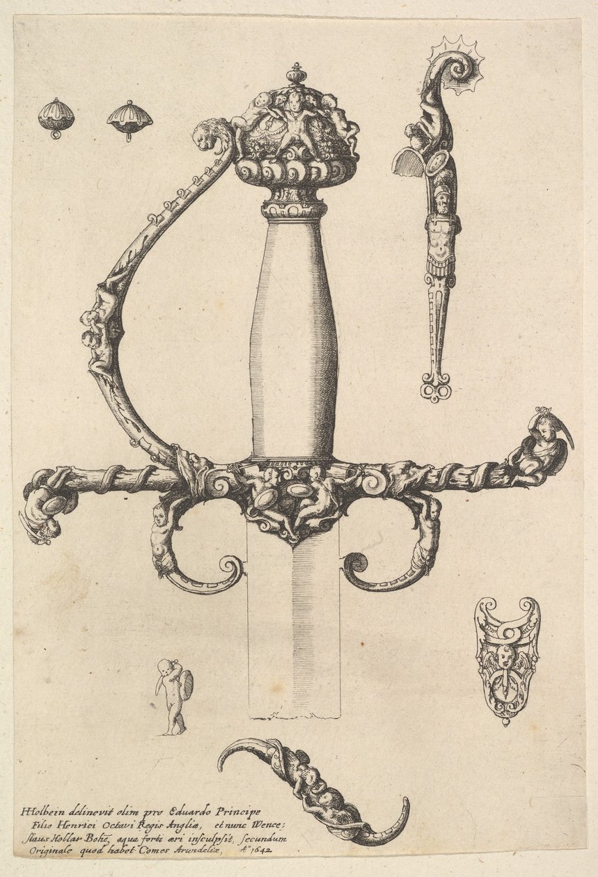 Ornamentale zwaardgreep door Wenceslaus Hollar