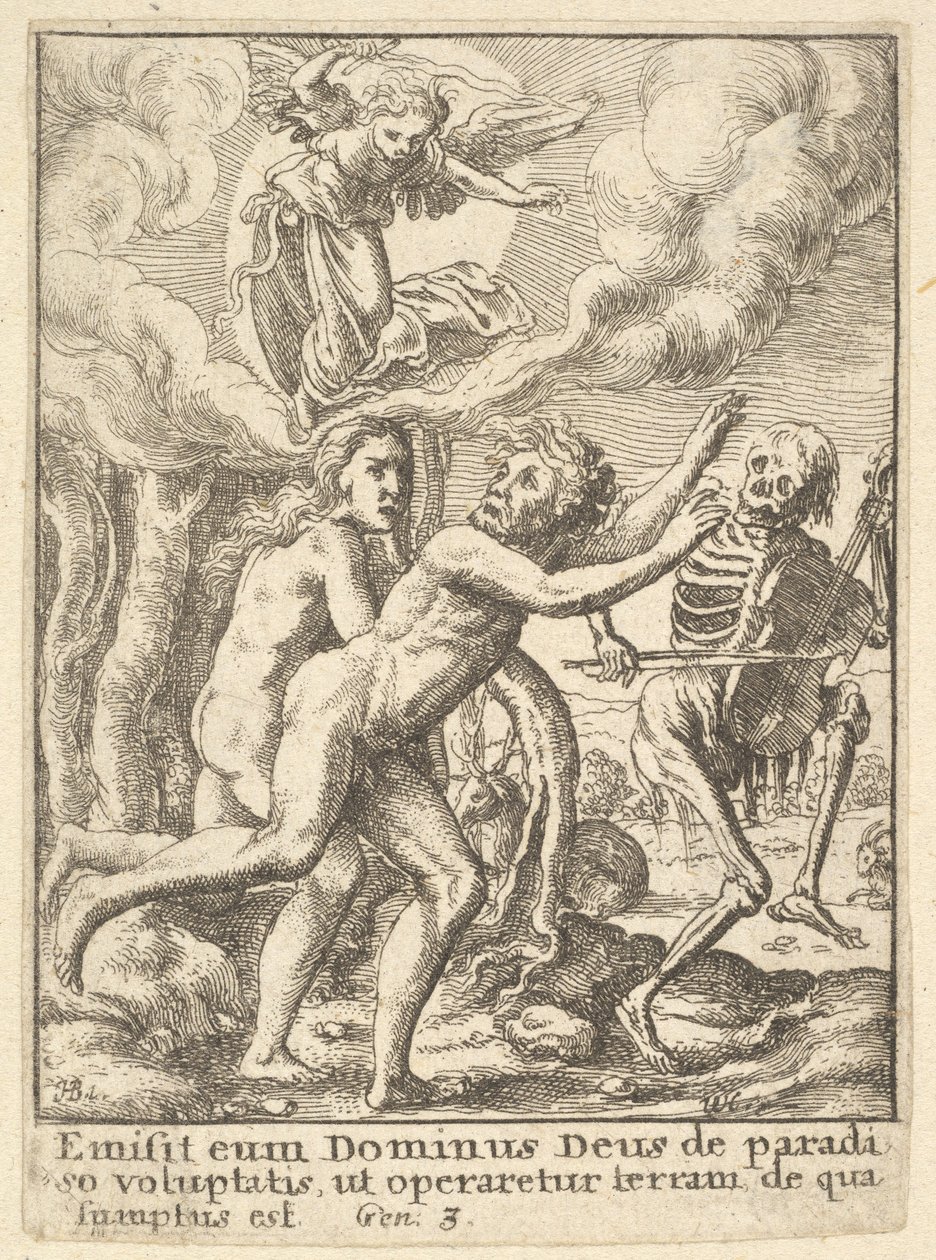 Het Verloren Paradijs, uit de Dans van de Dood, 1651 door Wenceslaus Hollar
