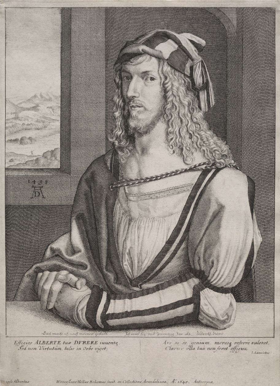 Portret van Albrecht Dürer, op 26-jarige leeftijd door Wenceslaus Hollar