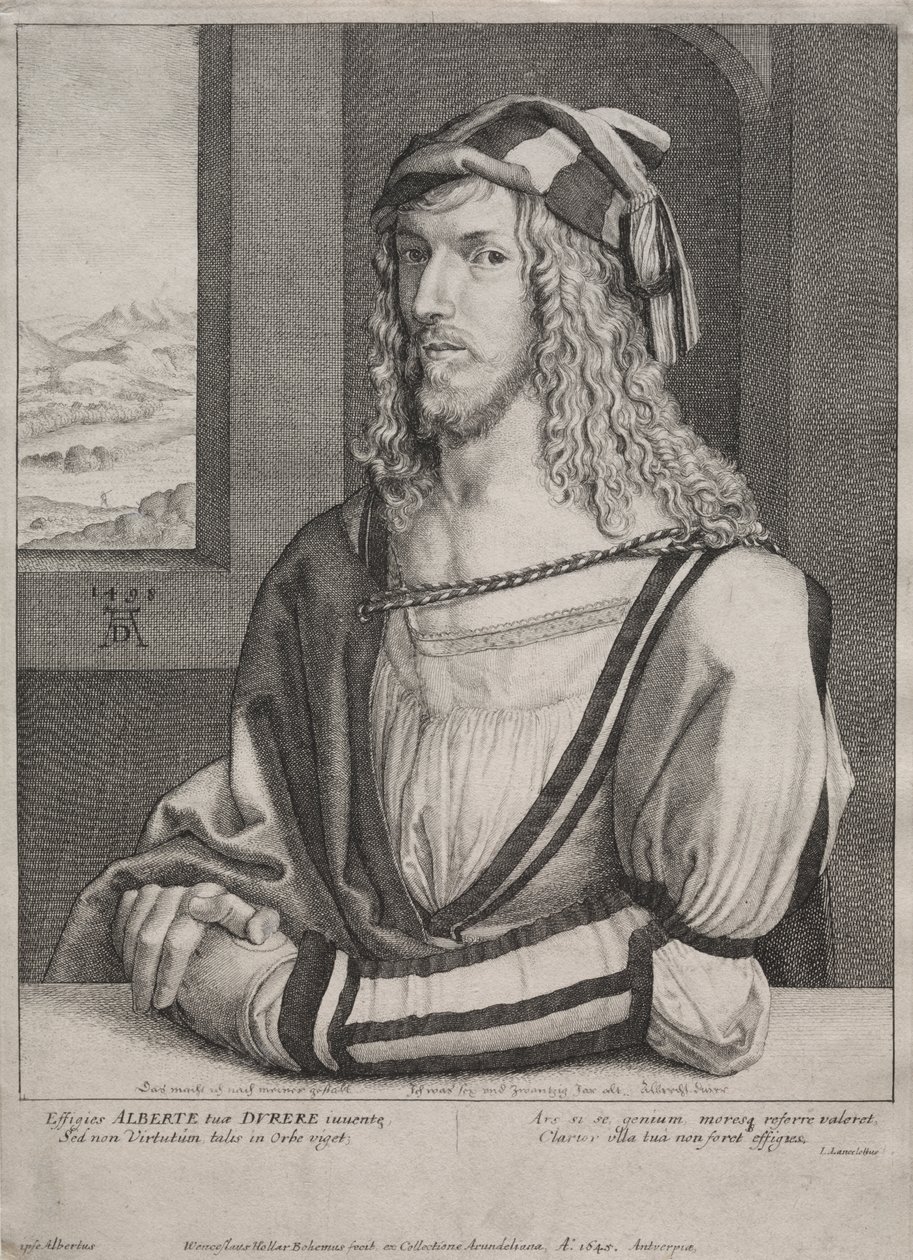Portret van Albrecht Dürer, op 26-jarige leeftijd door Wenceslaus Hollar