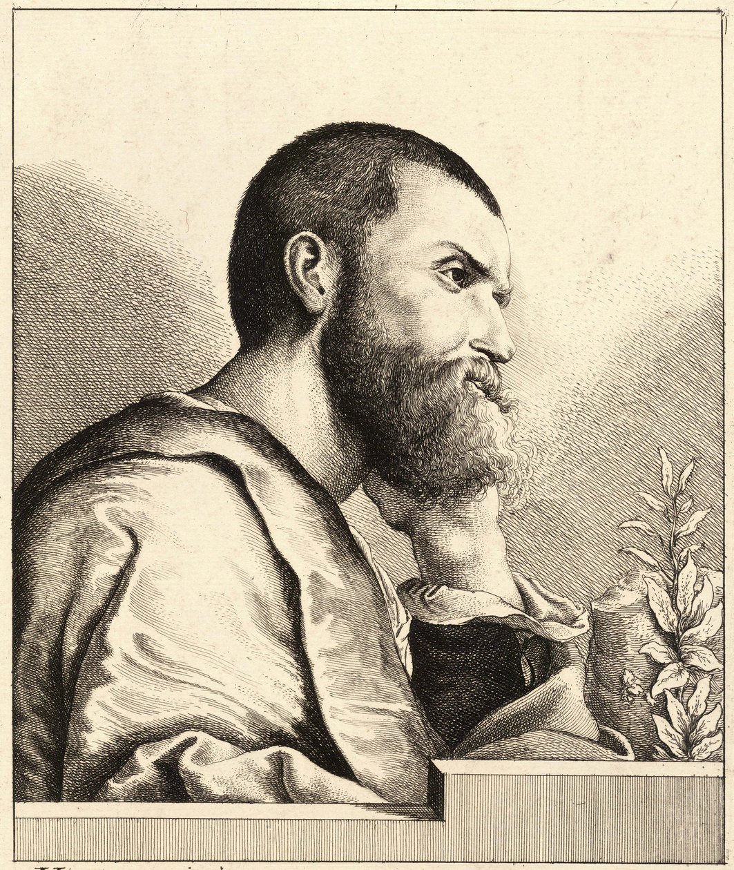 Portret van Pietro Aretino als jonge man, ca. 1650 door Wenceslaus Hollar