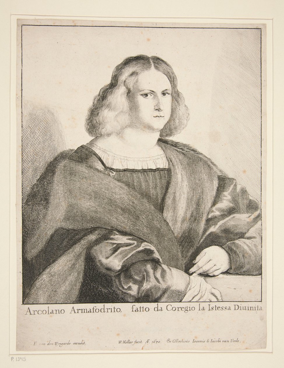 Portret van een man (Arcolano Armafodrito) door Wenceslaus Hollar
