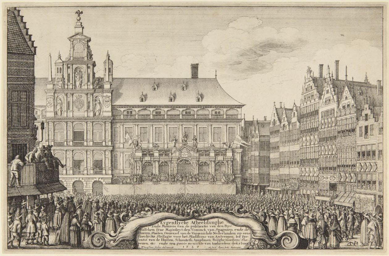 Vredesproclamatie - Antwerpen door Wenceslaus Hollar