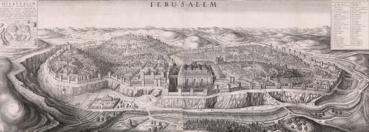 Uitzicht op Jeruzalem, 1660 door Wenceslaus Hollar