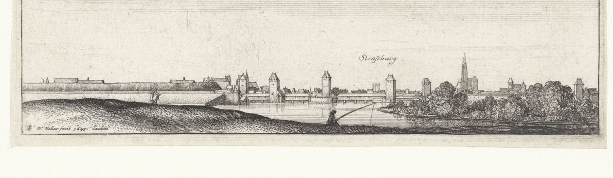 Rivierlandschap met gezicht op Straatsburg door Wenceslaus Hollar
