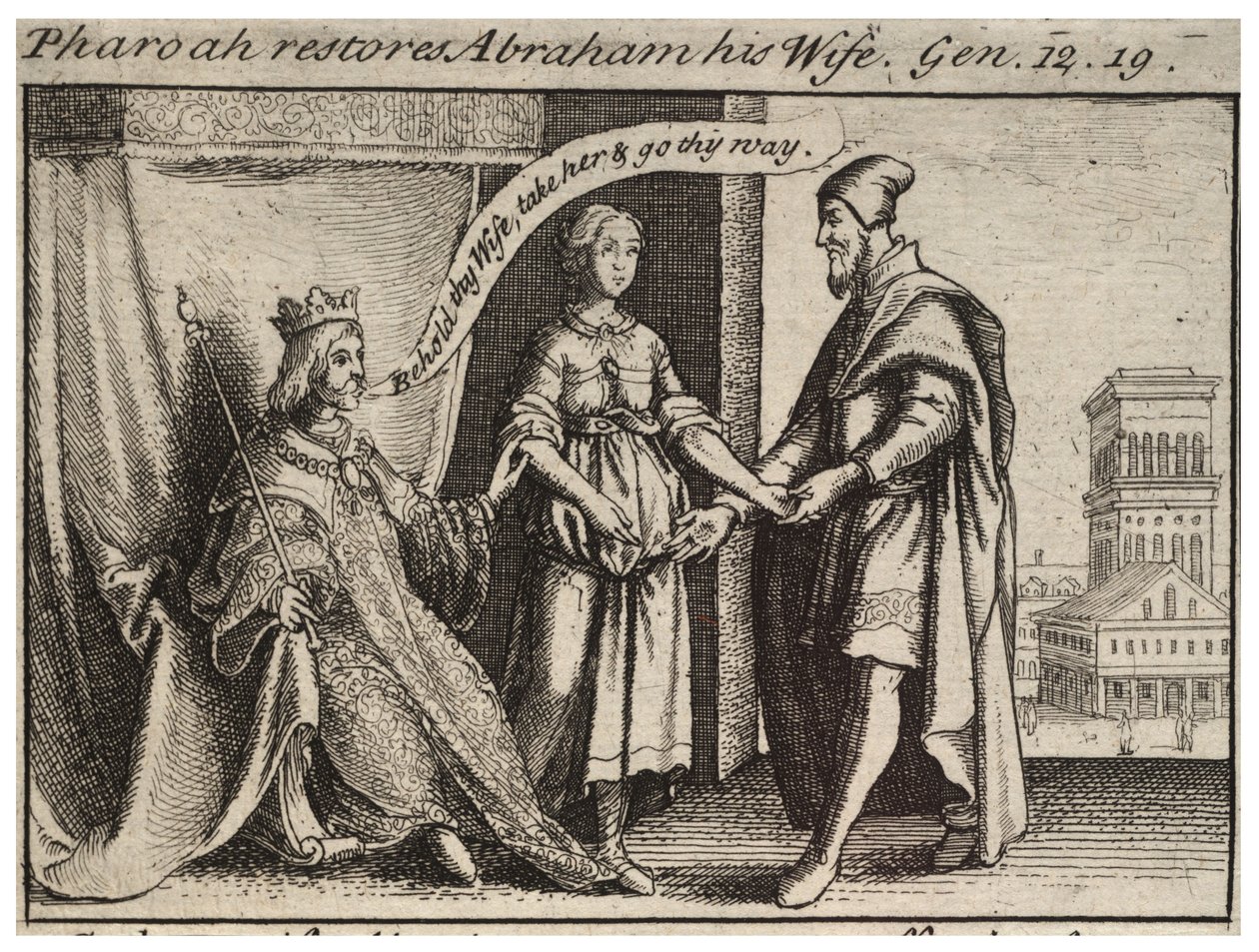 Sarah hersteld aan Abraham. Staat 2 door Wenceslaus Hollar