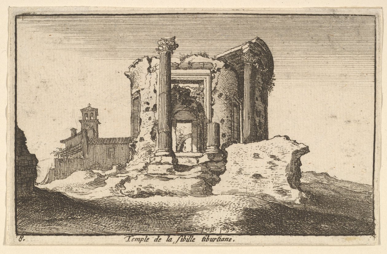 Tempel van de Tiburtijnse Sibylle door Wenceslaus Hollar