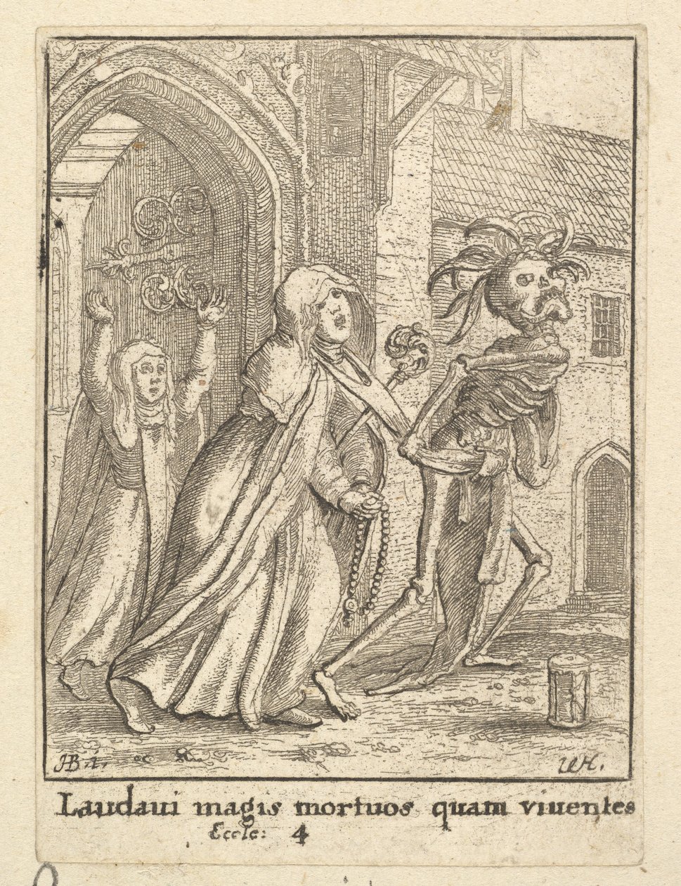 De abdis, uit de Dans van de Dood, 1651 door Wenceslaus Hollar