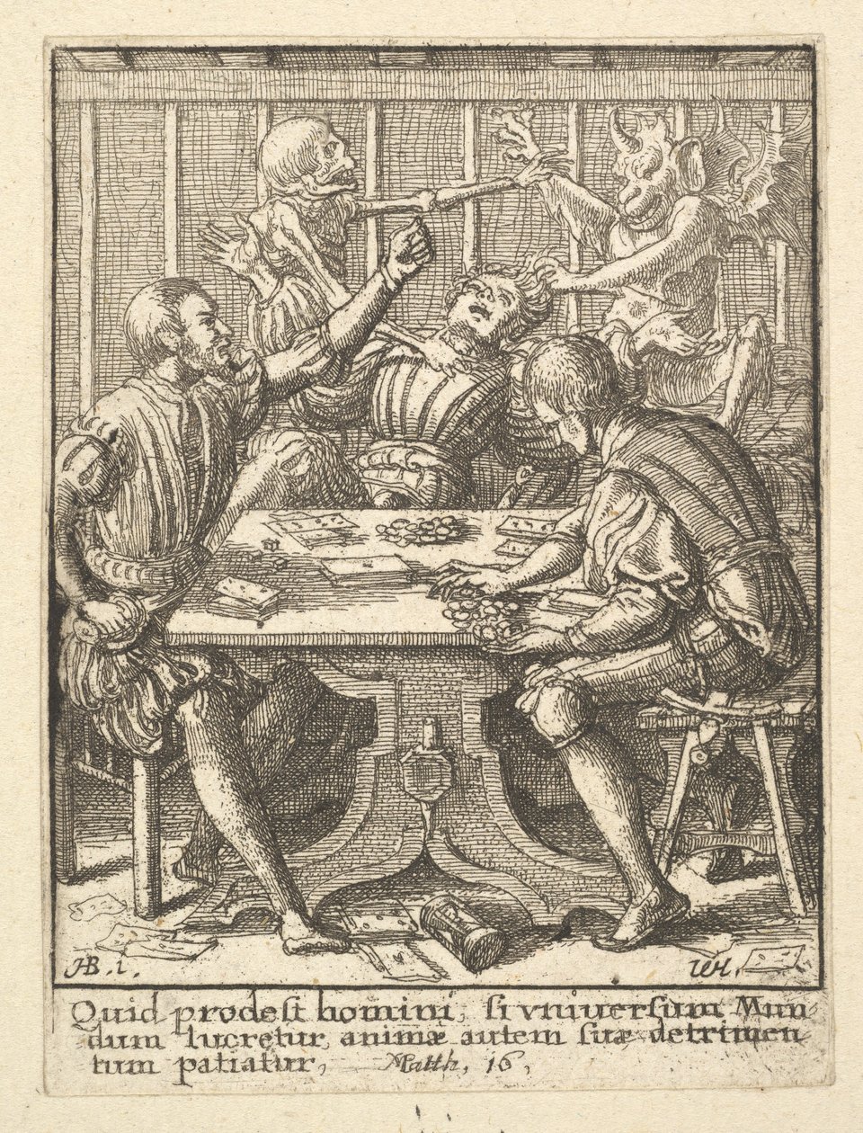 De Spelers, uit de Dans van de Dood door Wenceslaus Hollar