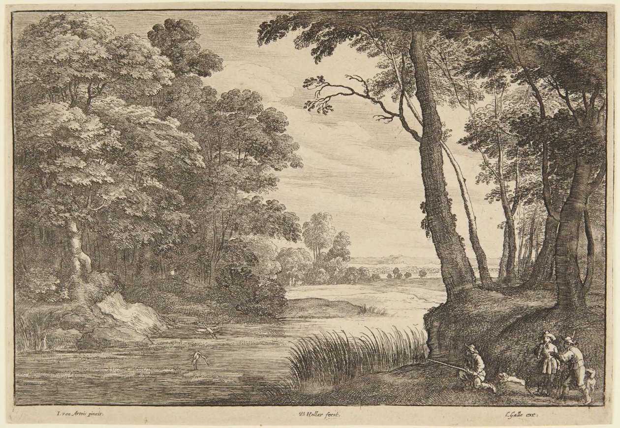 De reigerjacht door Wenceslaus Hollar