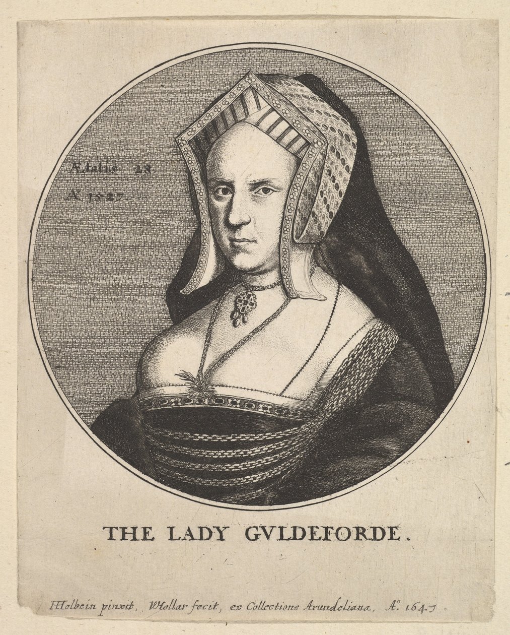 De Dame Guldeforde Mary, Lady Guildford, 1647 door Wenceslaus Hollar