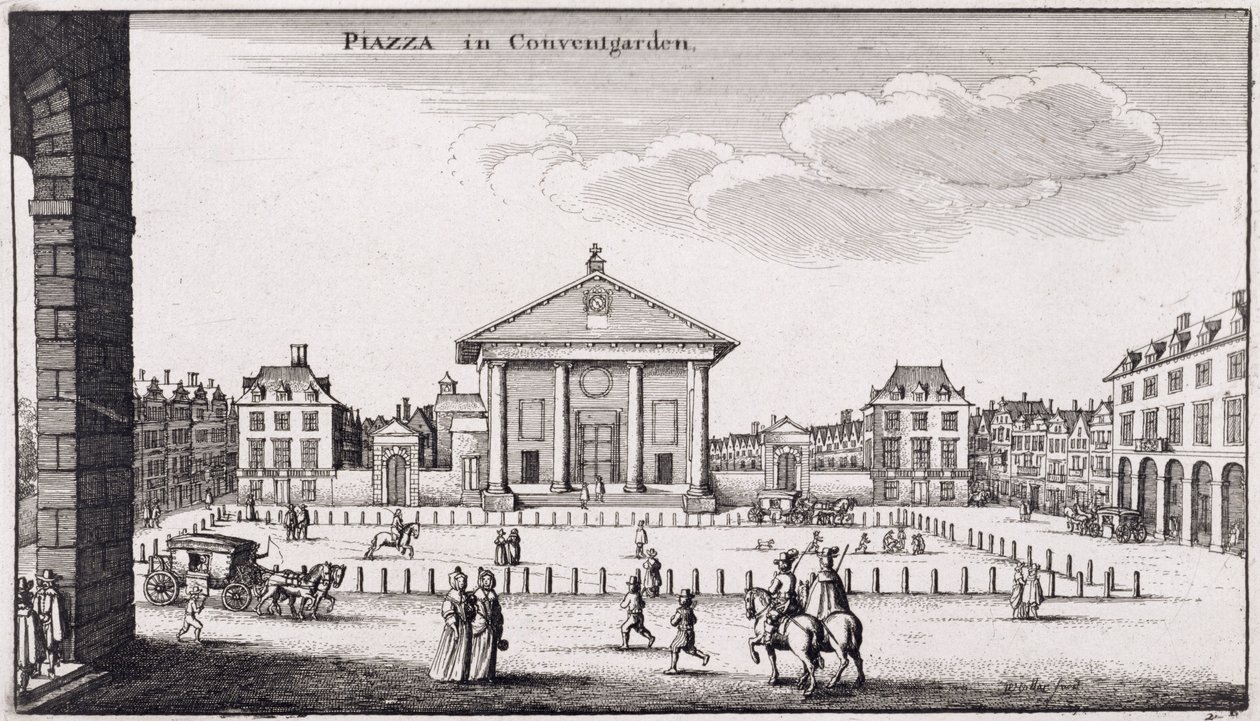 De Piazza in Covent Garden, 1647 door Wenceslaus Hollar