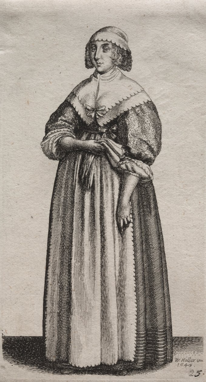 De verschillende gewoonten van Engelse vrouwen, van de adel tot de plattelandsvrouwen zoals ze in deze tijden zijn: De vrouw met handschoenen door Wenceslaus Hollar