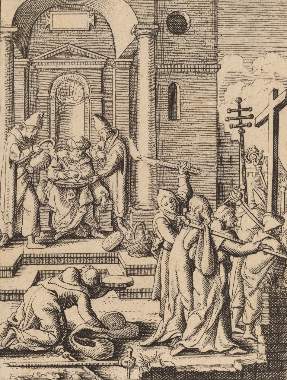 Het wassen van handen door Wenceslaus Hollar