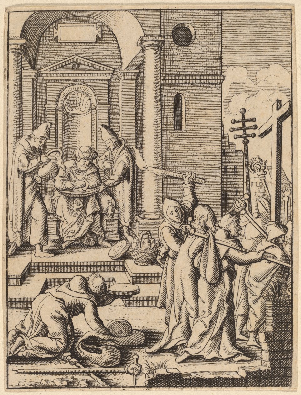Het Handenwassen door Wenceslaus Hollar