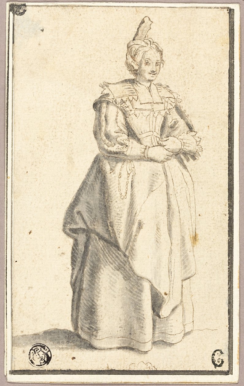 De Dame met de Kleine Opgeheven Hoed, naar een Prent uit La Noblesse door Wenceslaus Hollar