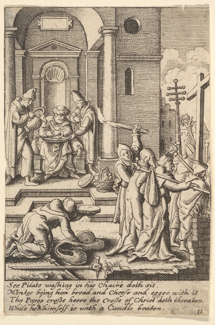 Het handen wassen, 1625-77 door Wenceslaus Hollar