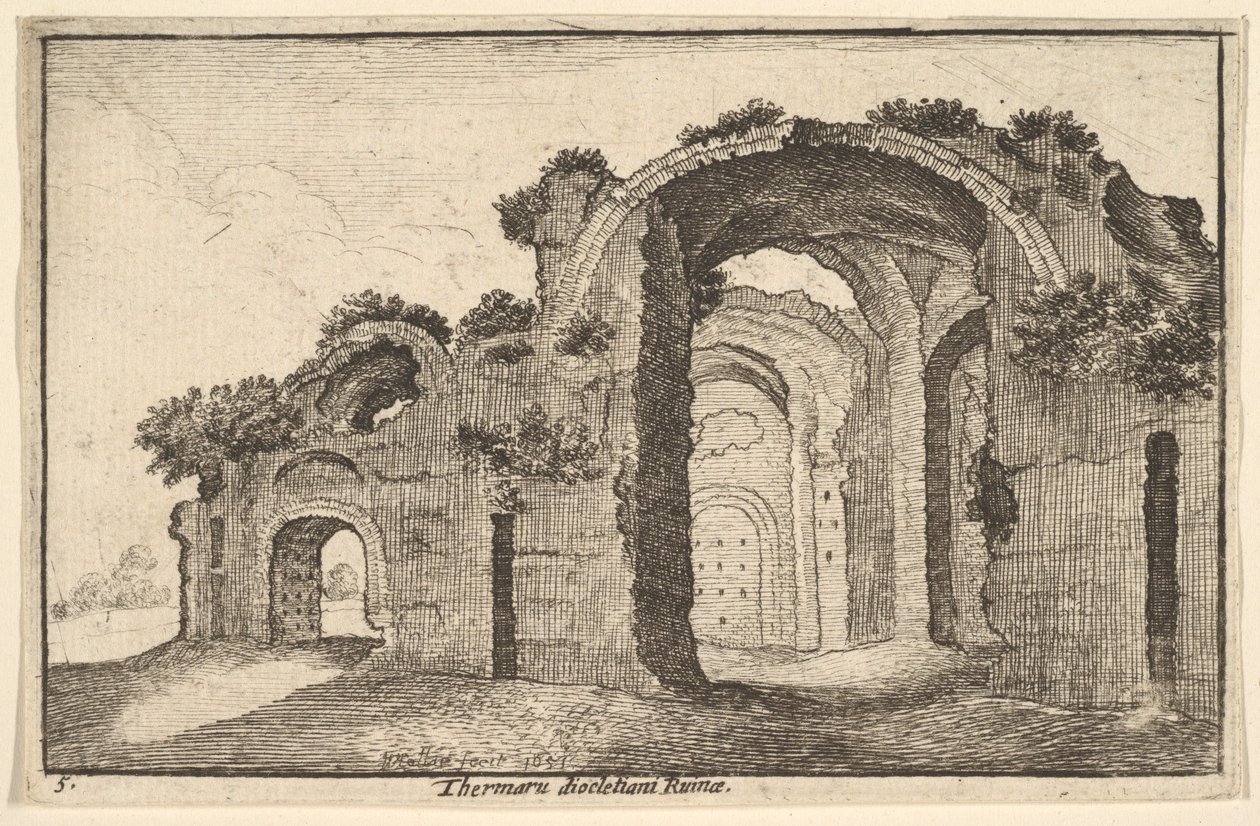 Thermaru diocletiani Ruïnes van de Thermen van Diocletianus, 1651 door Wenceslaus Hollar