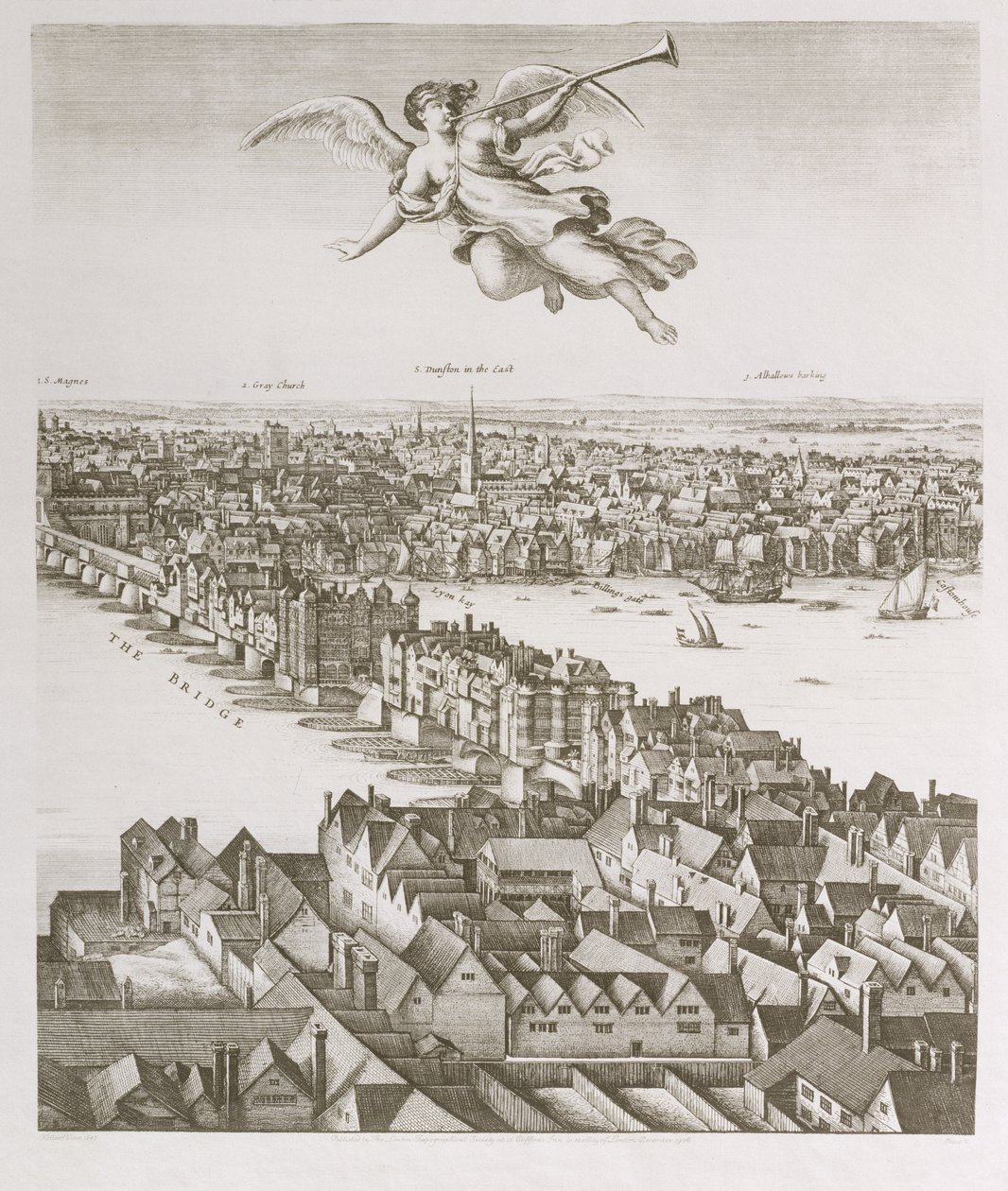 Uitzicht op Londen, gepubliceerd 1647 (facsimile kopie) (detail) door Wenceslaus Hollar