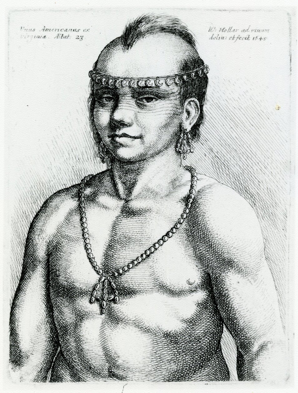 Virginische Indiaan, 1645 door Wenceslaus Hollar