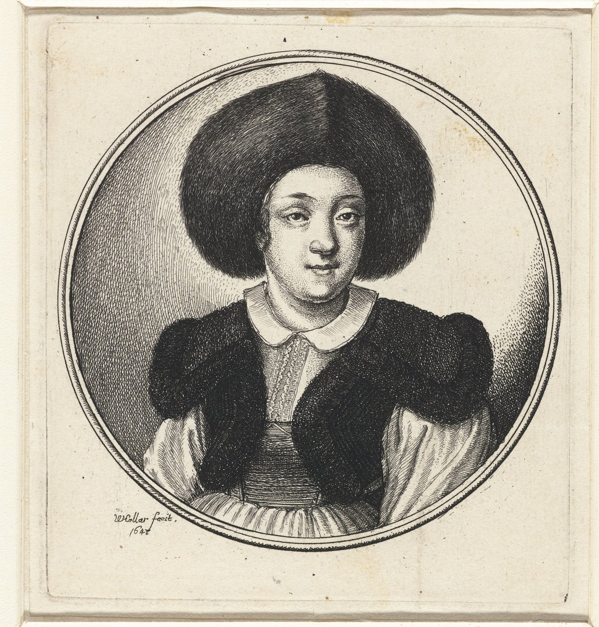 Vrouw met bontmuts door Wenceslaus Hollar