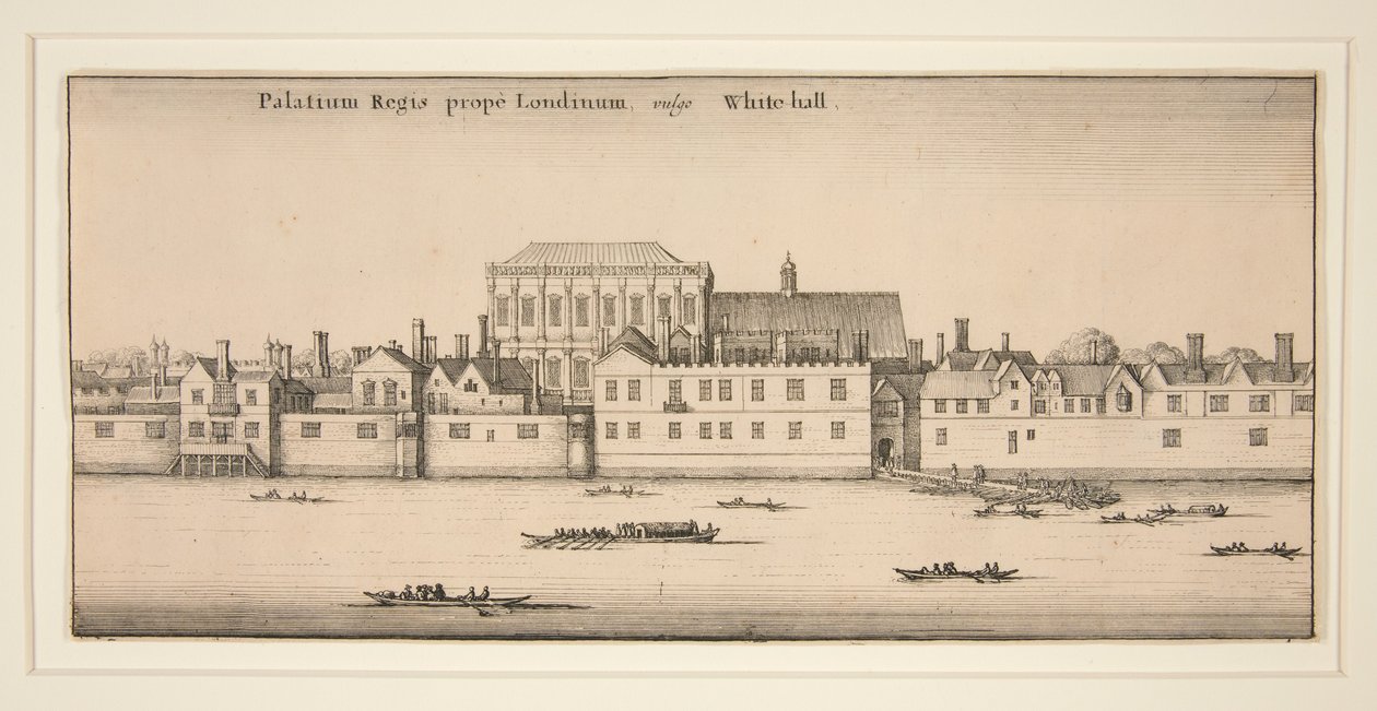 Whitehall vanaf de rivier door Wenceslaus Hollar
