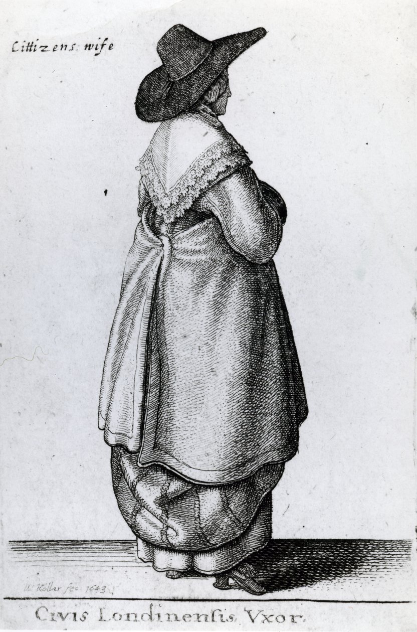 Vrouw van een Burger van Londen, 1643 door Wenceslaus Hollar