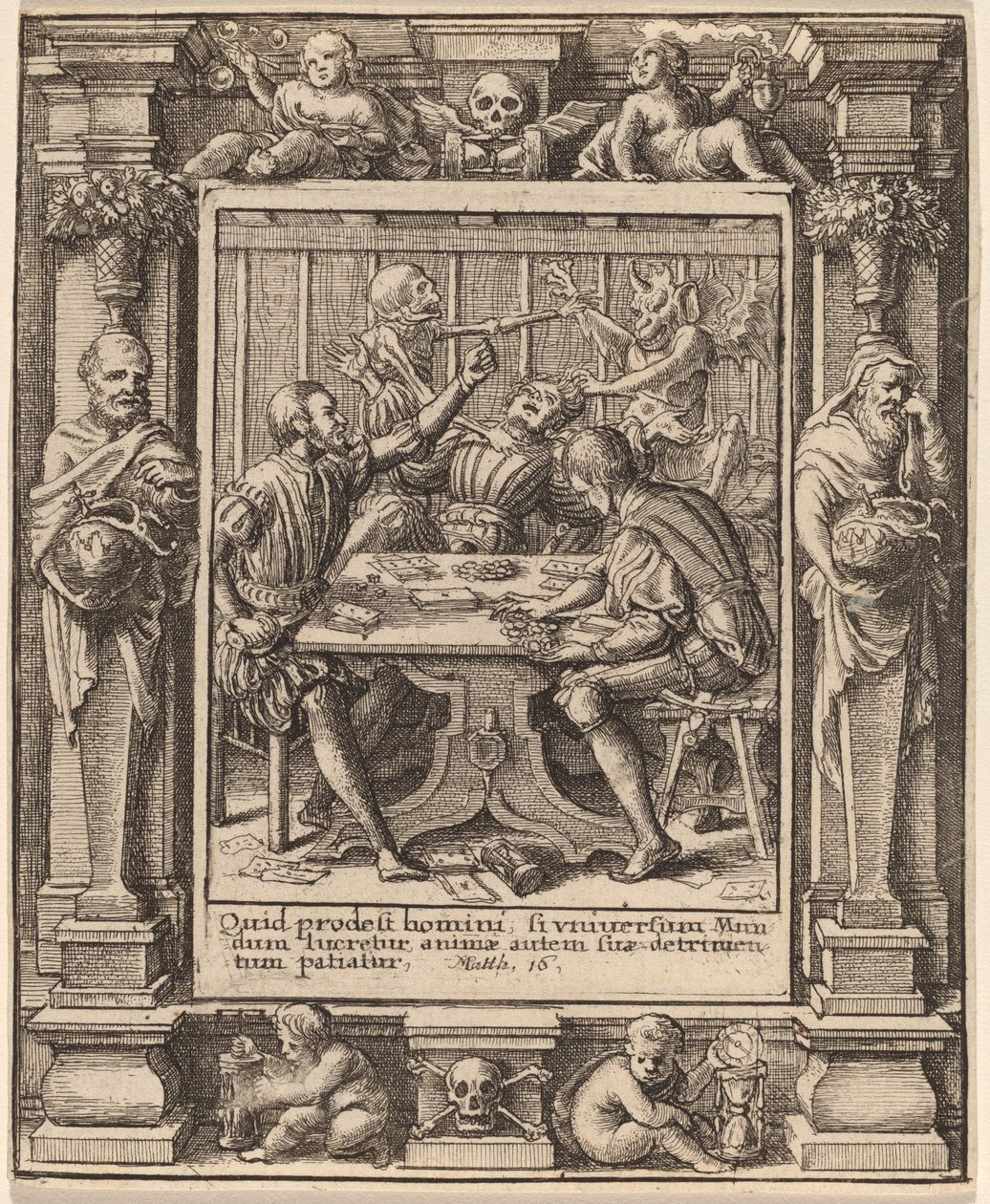 Gokkers door Wenceslaus Hollar after Hans Holbein the Younger after Abraham van Diepenbeeck