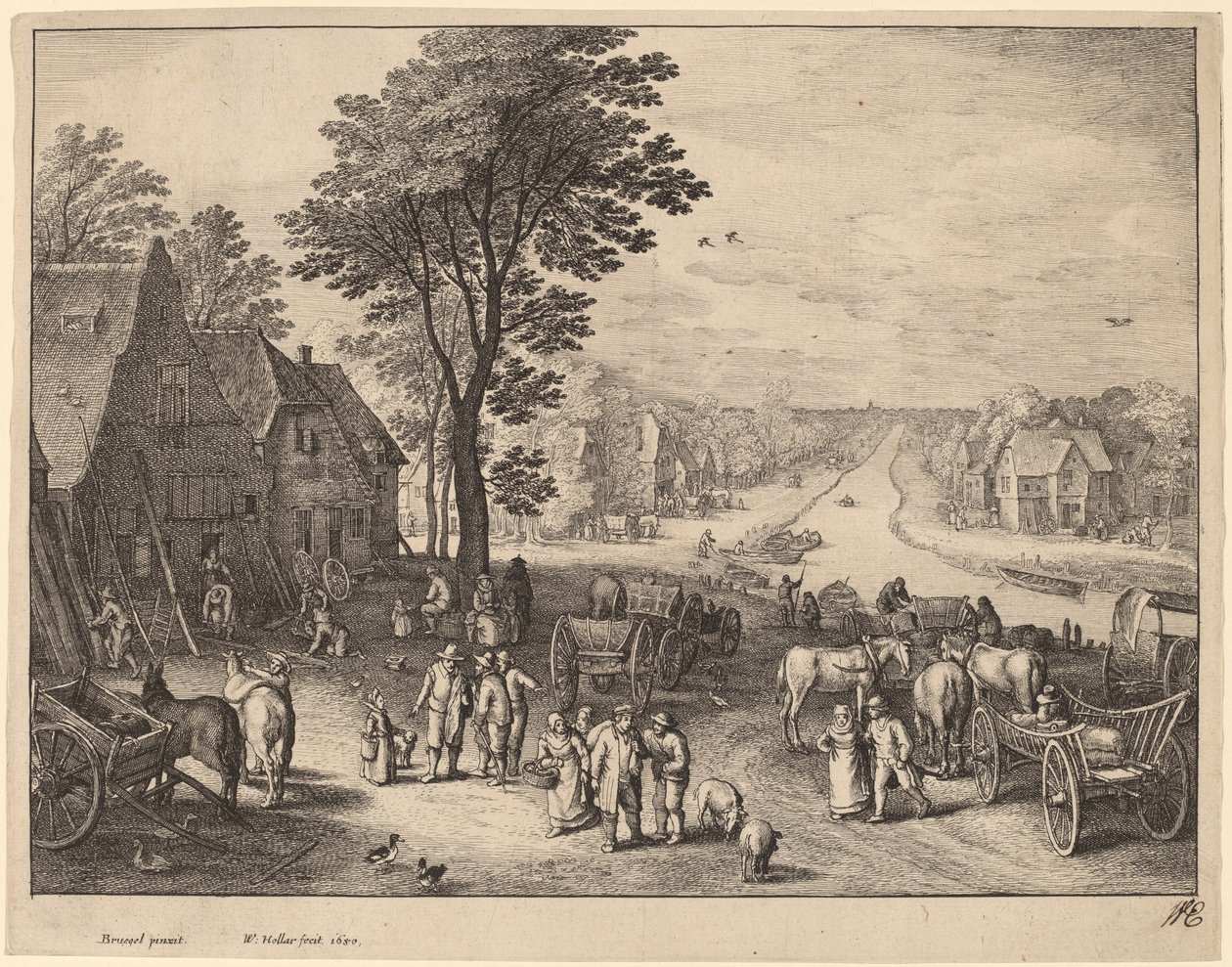 Het Kanaal door Wenceslaus Hollar after Pieter Brueghel the Younger