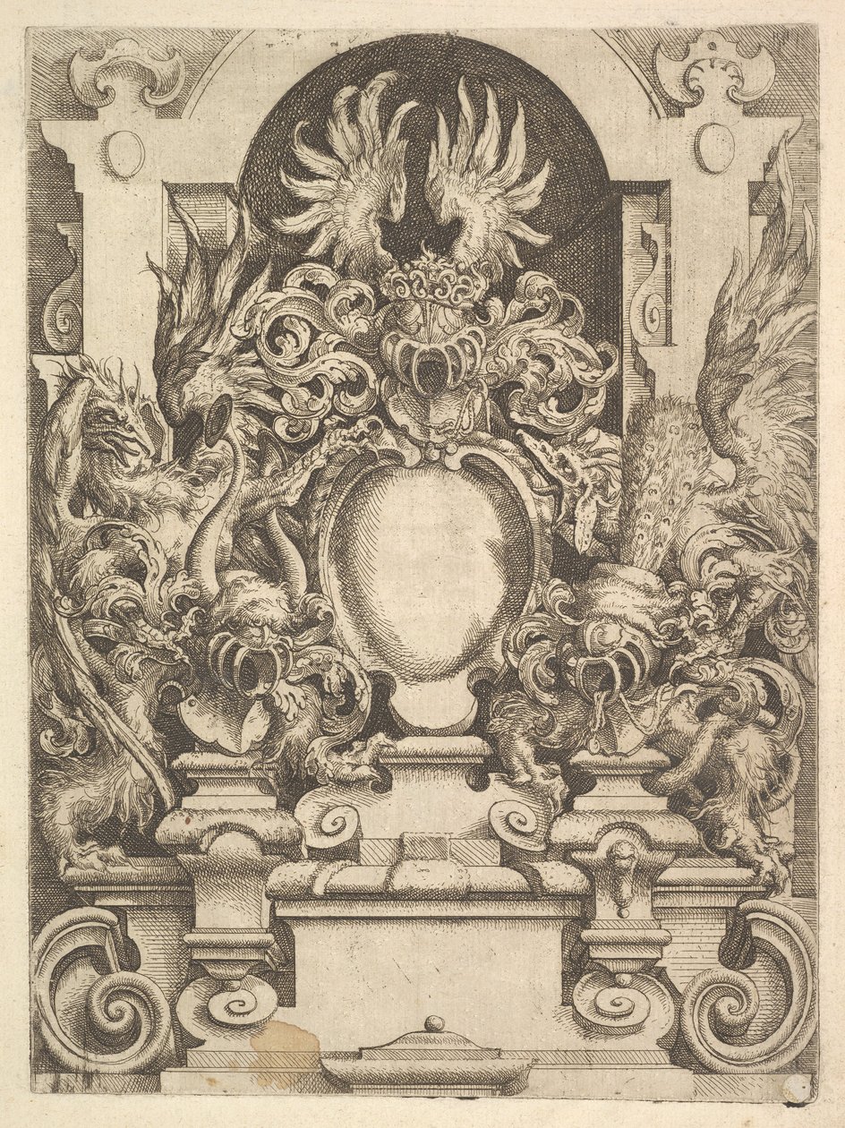 Ontwerp voor een Cartouche, Plaat uit Dietterlin