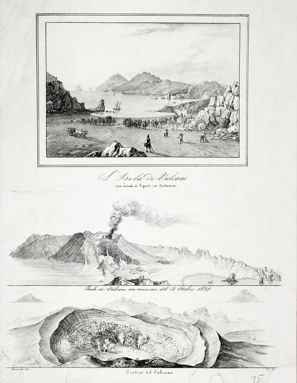 Het Eiland Vulcano met een Uitzicht op Lipari in de Verte door Wenzel