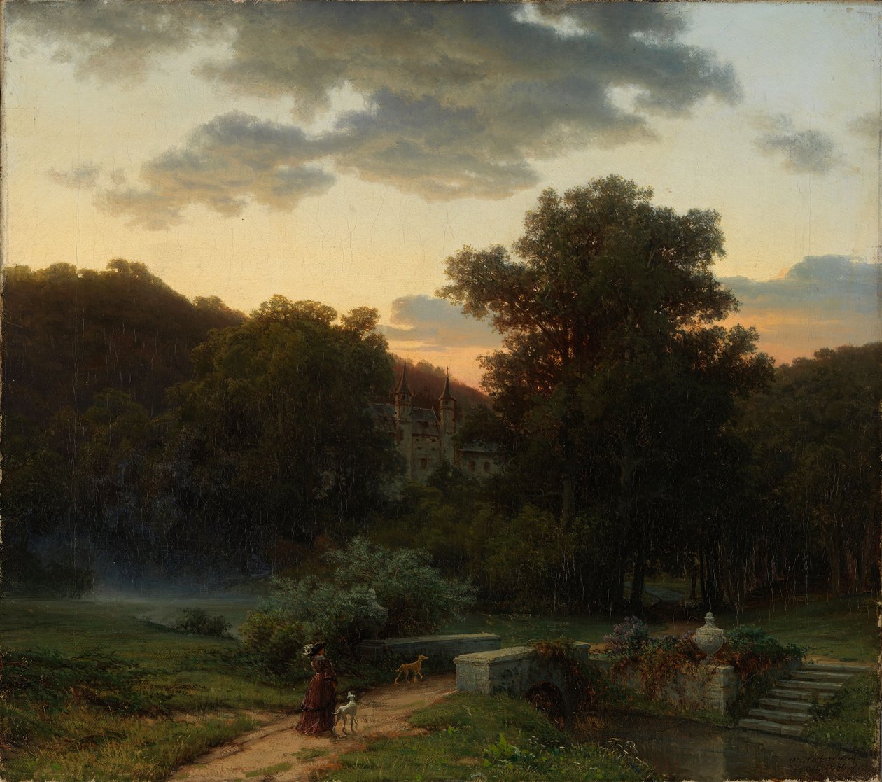 Duits kasteelpark bij zonsondergang door Werner Holmberg