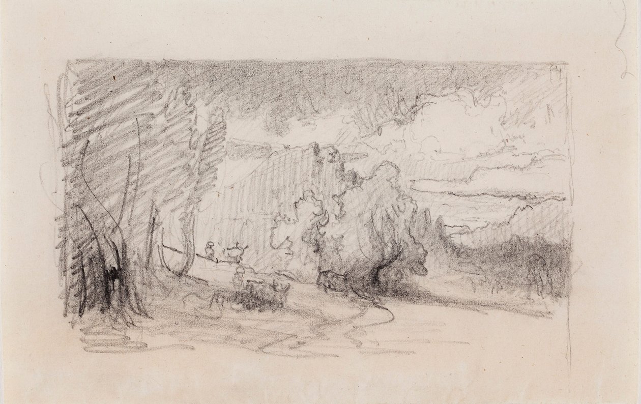 Landschap, compositieschets door Werner Holmberg