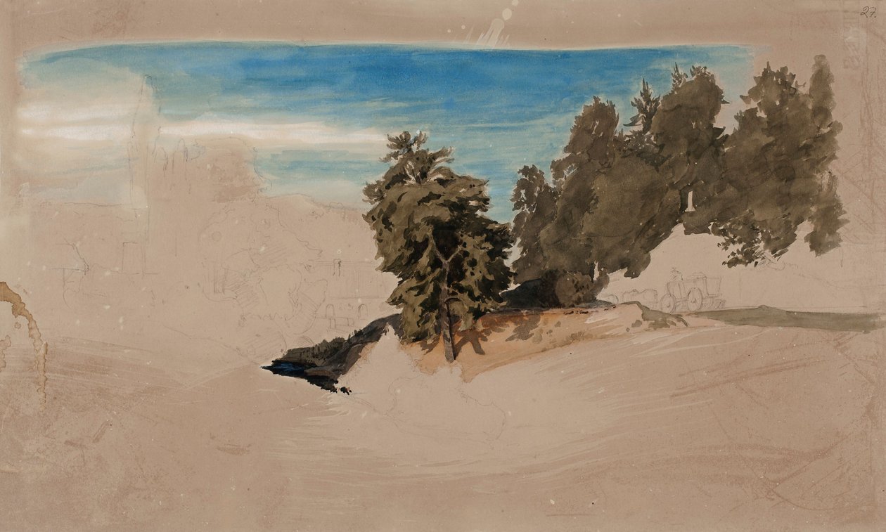Landschap, onvoltooid door Werner Holmberg