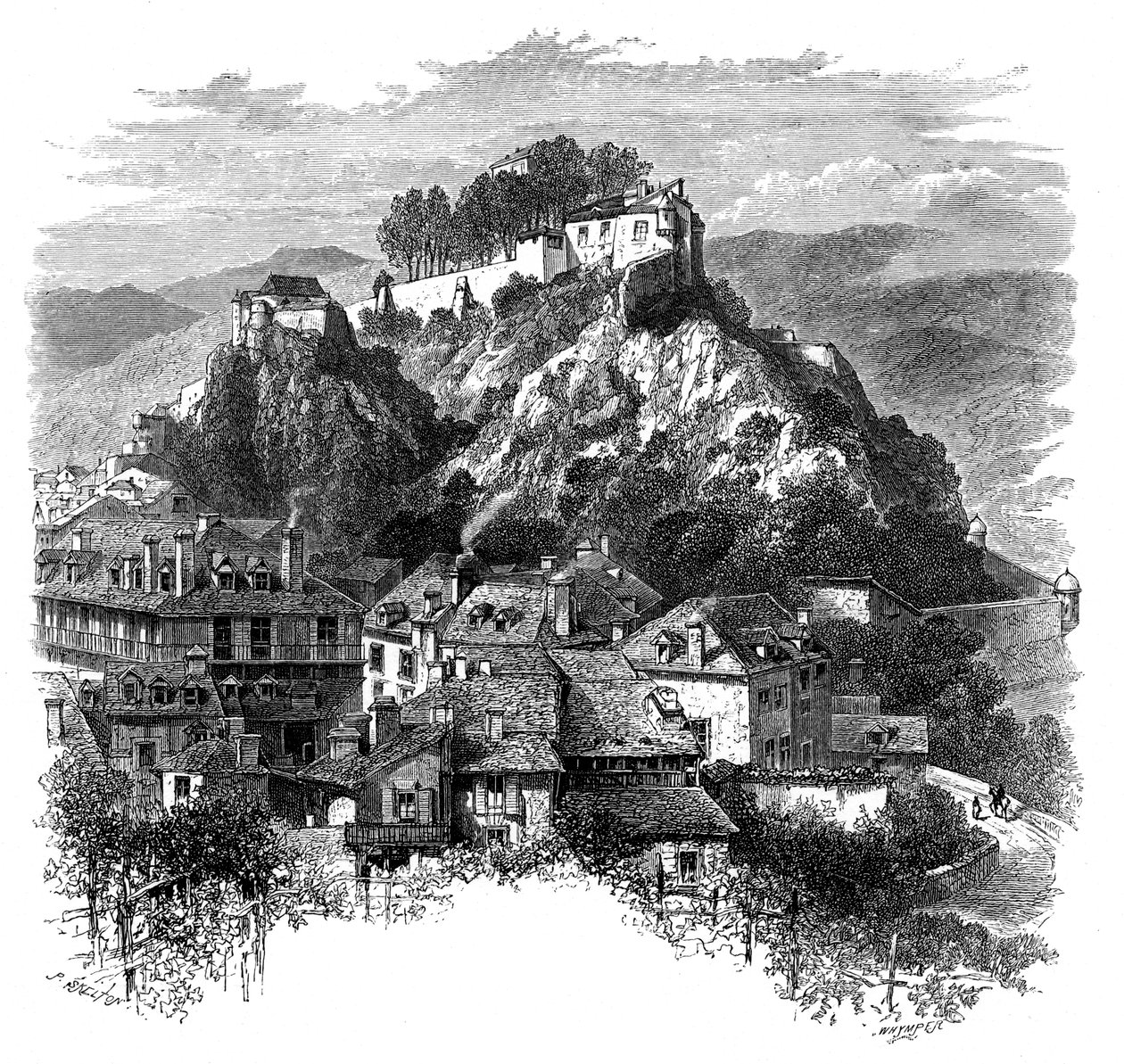 Het kasteel van Lourdes, Frankrijk, 19e eeuw door Whymper
