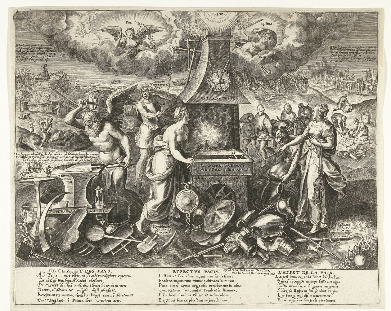De kracht van de vrede, 1678 door Wierix