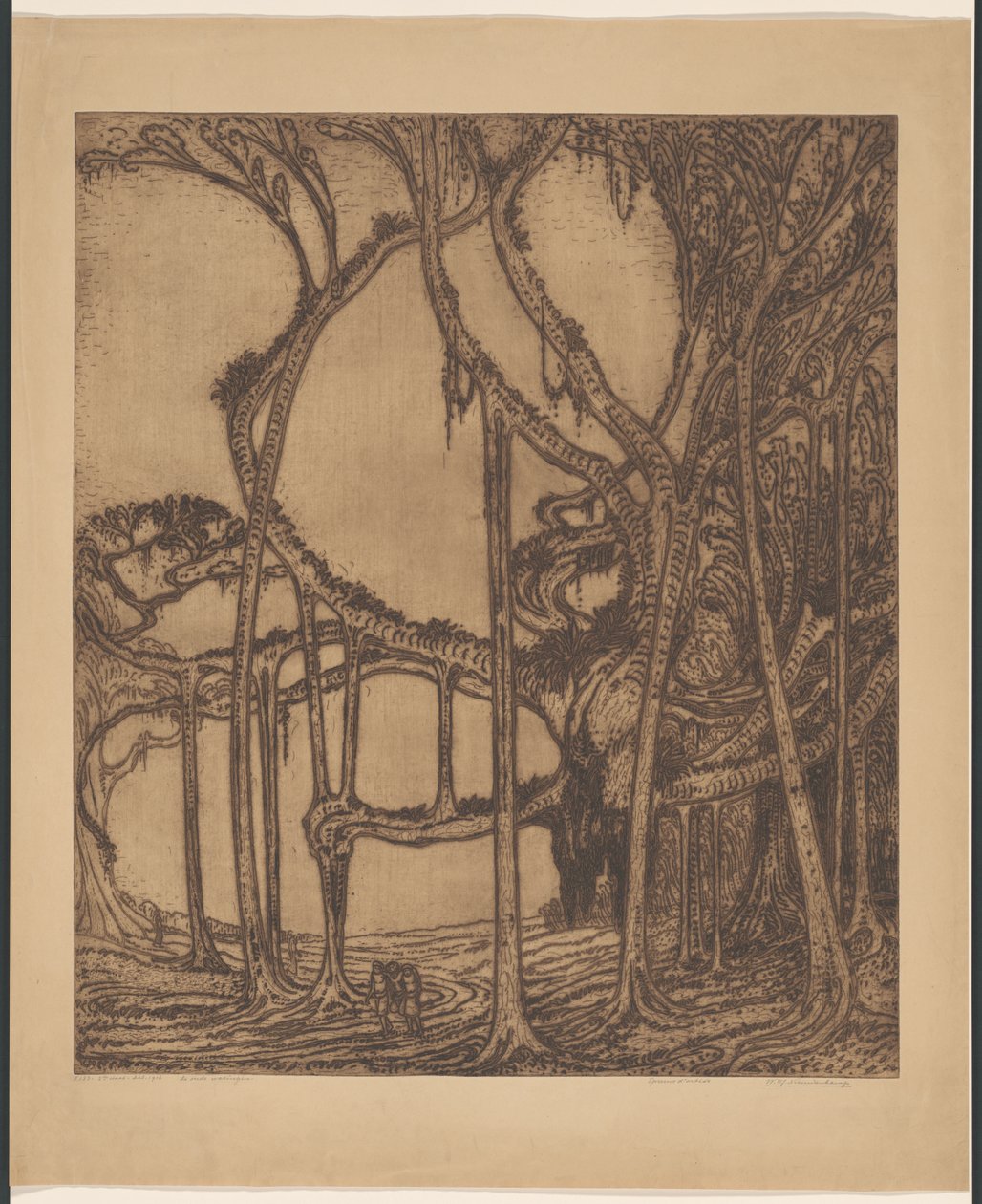 De oude waringin door Wijnand Otto Jan Nieuwenkamp (signed by artist)