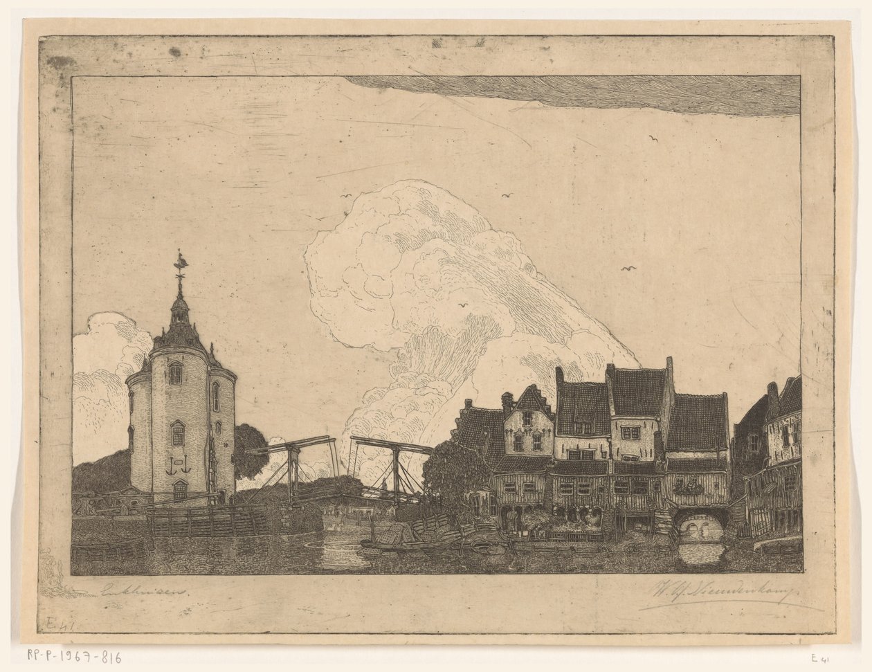 Haven te Enkhuizen door Wijnand Otto Jan Nieuwenkamp (signed by artist)