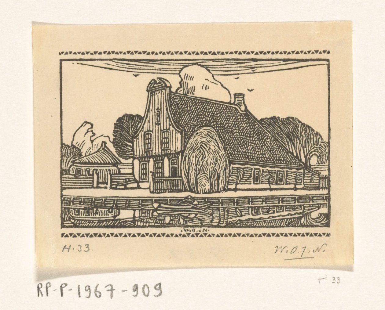 Huis met houten gevel aan een vaart in Edam door Wijnand Otto Jan Nieuwenkamp (signed by artist)